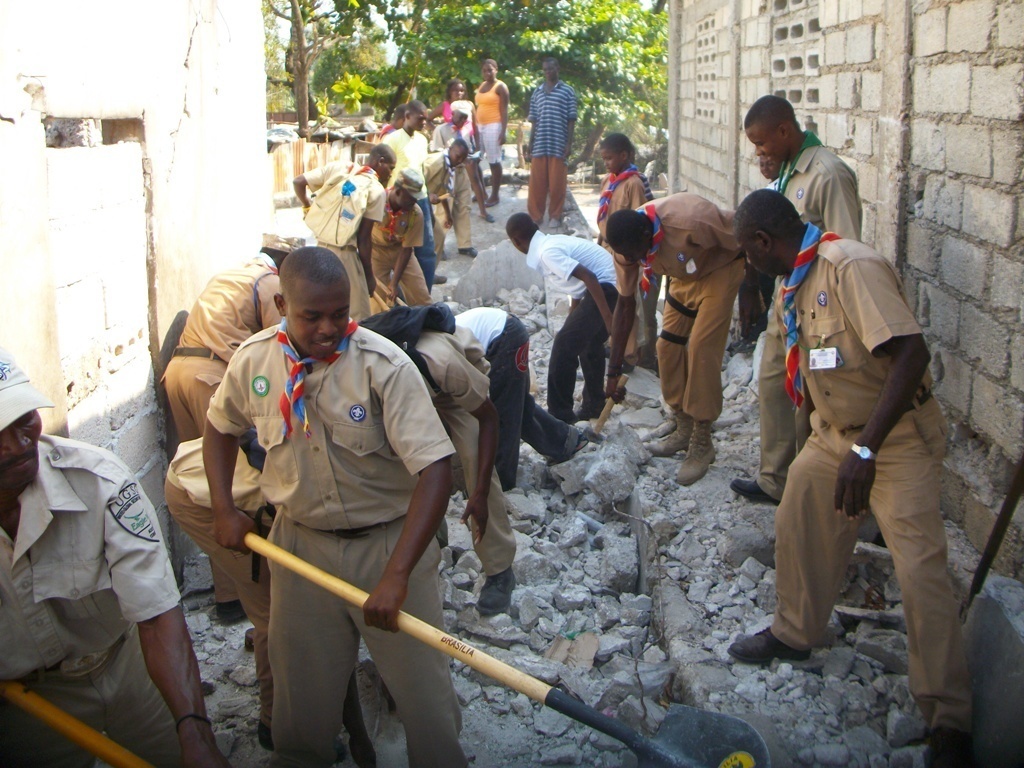 Scouts of Haiti attend the emergency call after the massive Earthquake